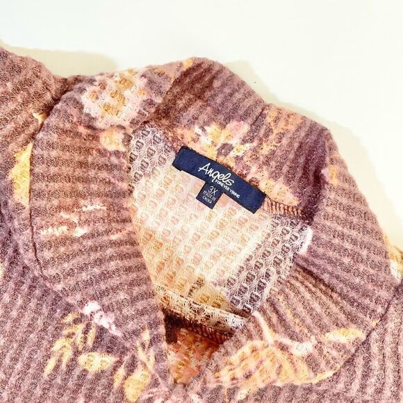 Angels forever young lightweight long sleeve floral waffle pattern shirt top 3x - Picture 4 of 7